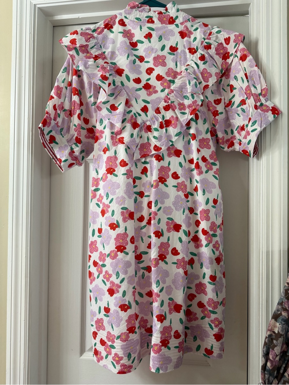 Women’s entro Pink Floral Ruffle Dress - with pockets - Picture 2 of 5
